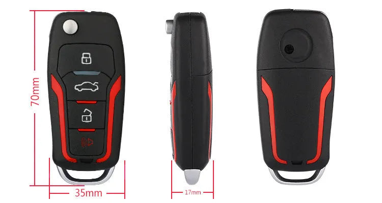 Red and frosted black car alarm system with remote controls for 3000m vehicle security