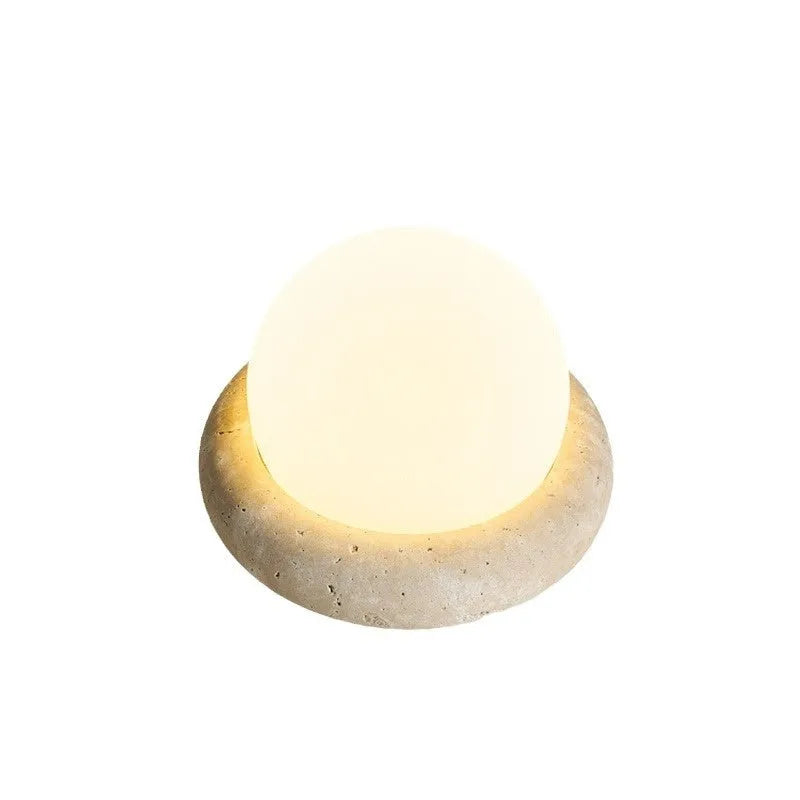 Cream-style bedside remote control night lamp with 15.5cm diameter and yellow cave stone colour