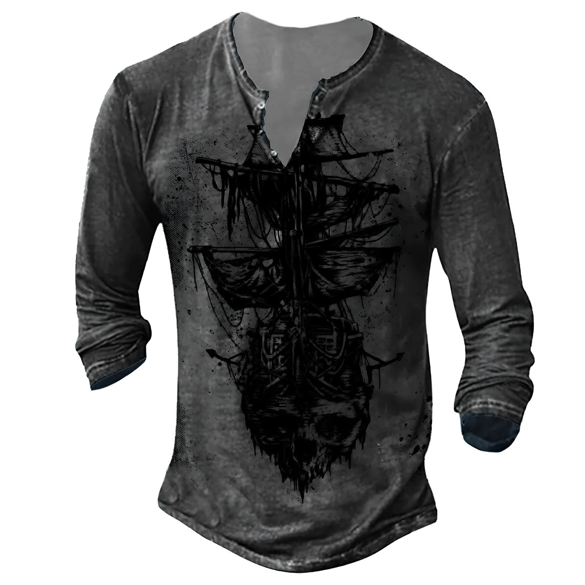 Men's long sleeve V-neck T-shirt with 3D digital print in colour 7KCT1161, available in sizes S to 5XL.