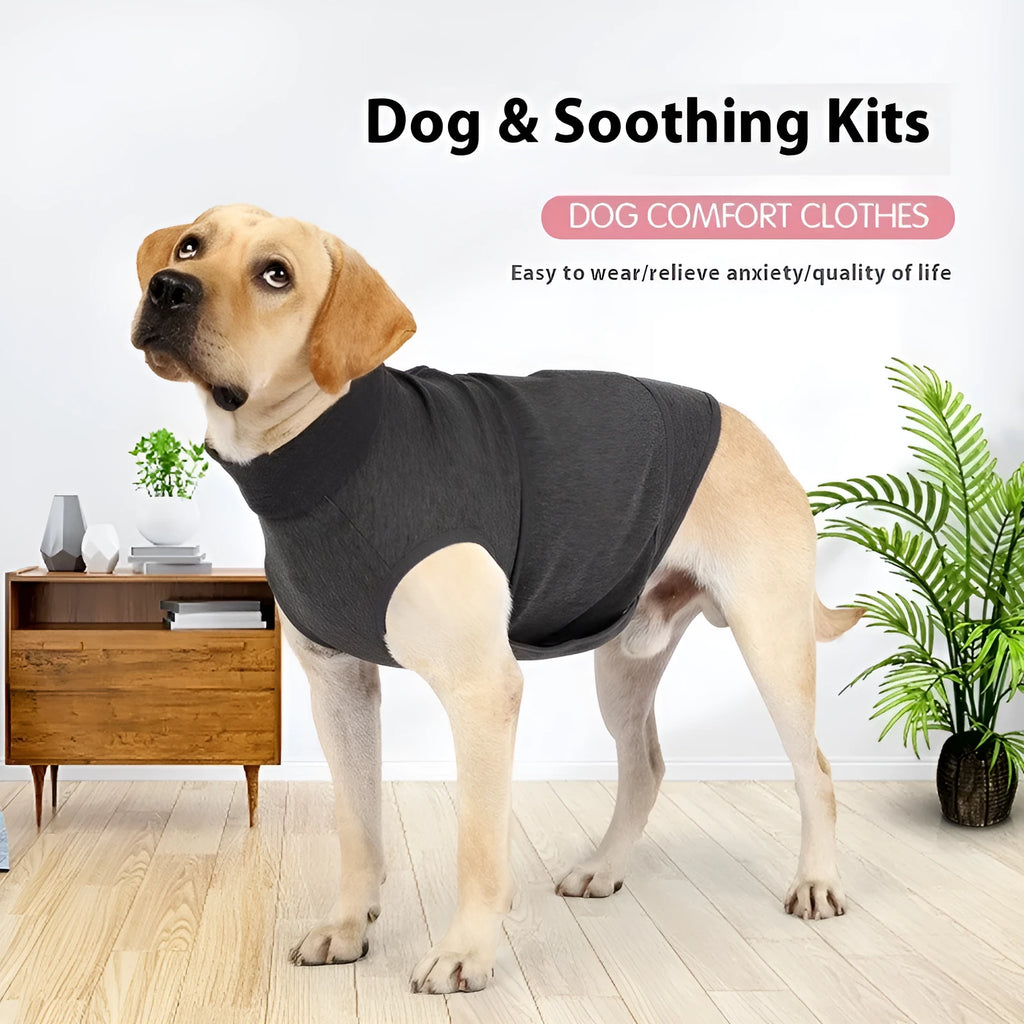 Grey pet mood soothing clothes for cats and dogs in cotton polyester, sizes XS to XXXL