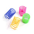 Colourful plastic coil spring cat toys shown in a mixed group, each measuring 5.5 cm long.