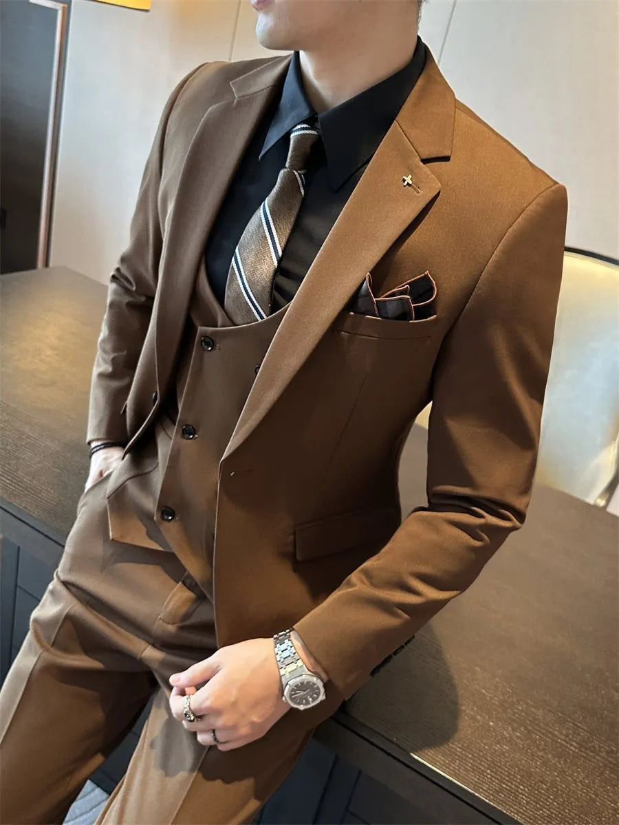 Men's slim-fit business formal wear in chemical fibre blend with viscose composition, available sizes M to 7XL