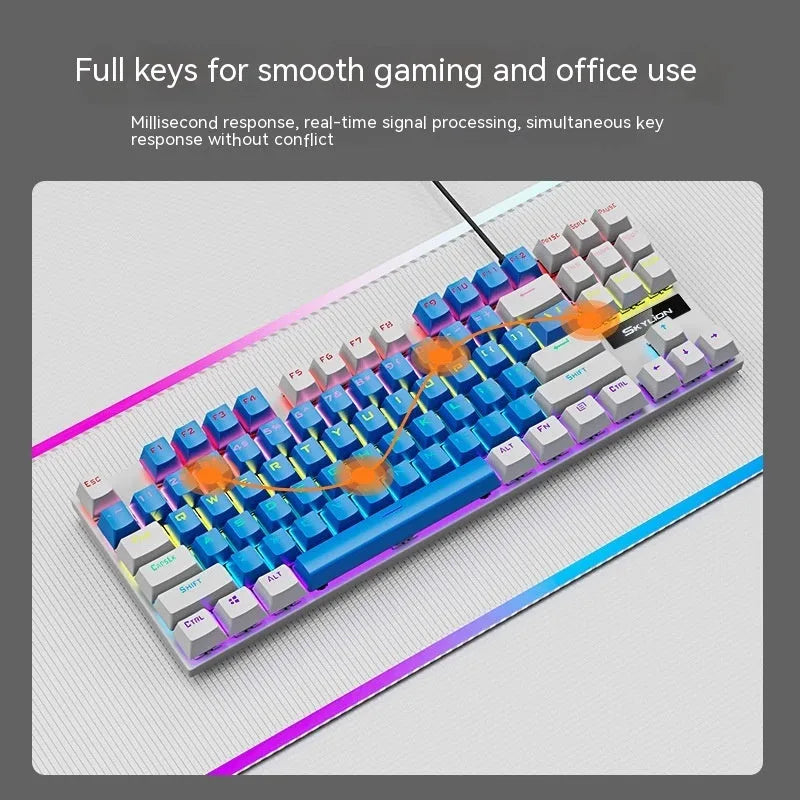 K87 mechanical keyboard with metal frame and braided USB cable in selectable colour options