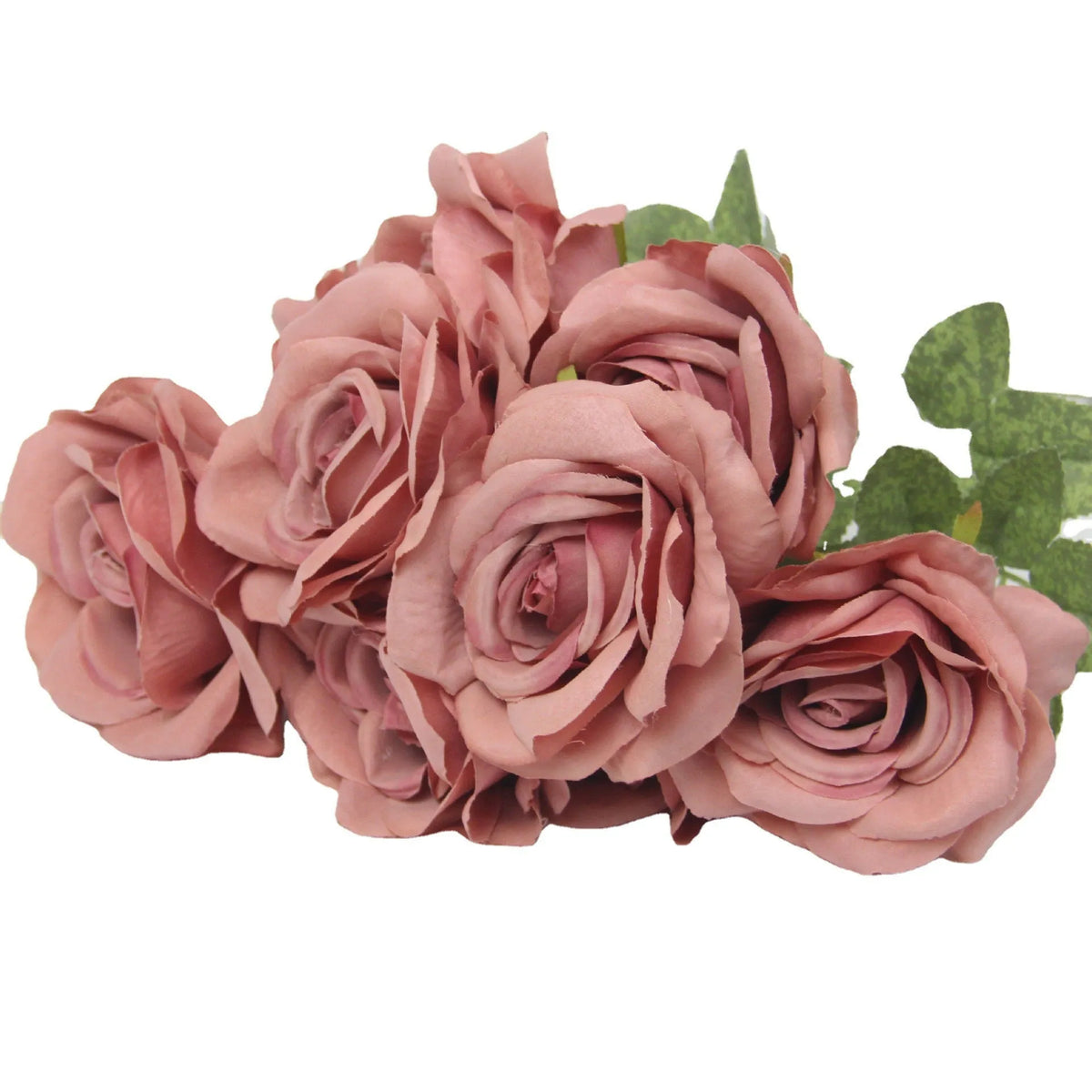 Artificial silk rose bouquet with ten flower heads, 53cm tall, in a selection of ten colours