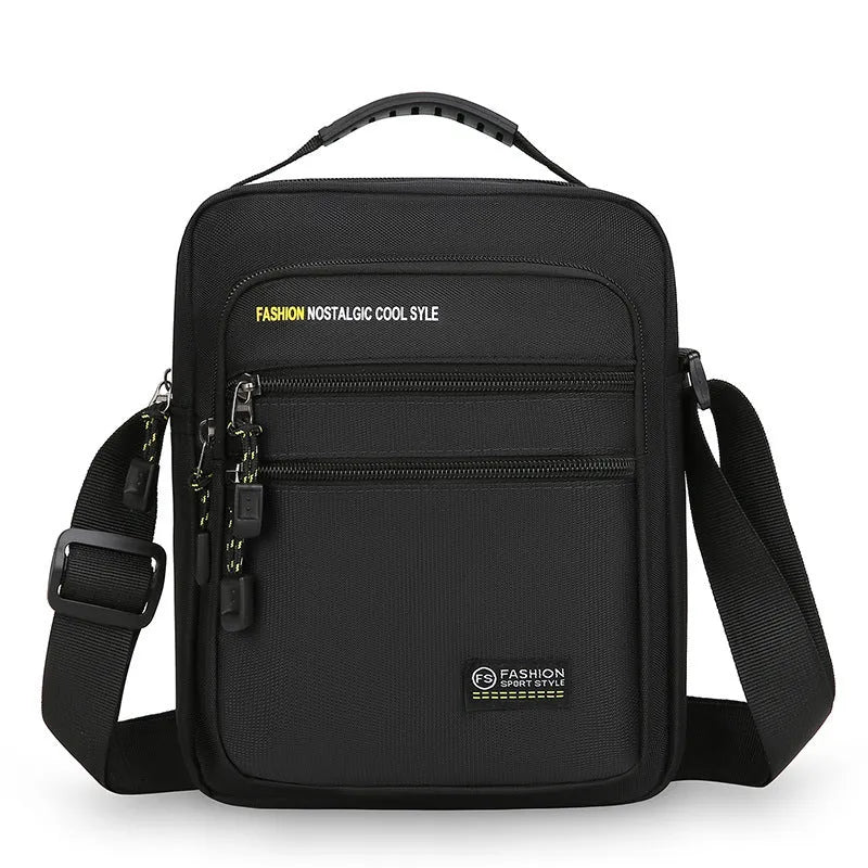 Men's waterproof nylon crossbody bag in green colour with urban simplicity style