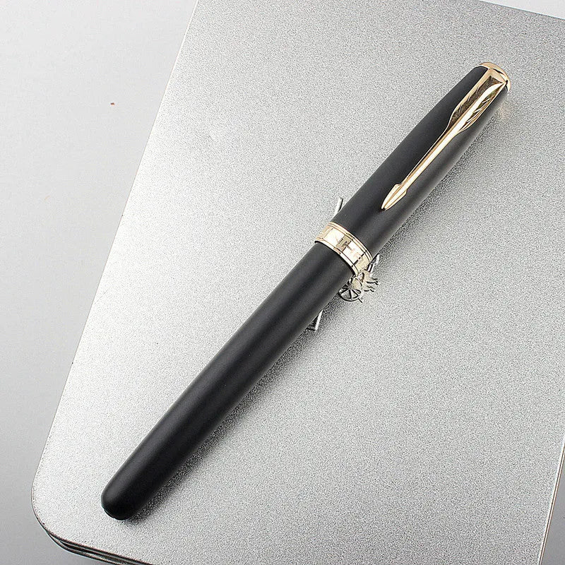 Stainless steel ball pen with 0.5mm tip in various colours including black gold clip and matte black.