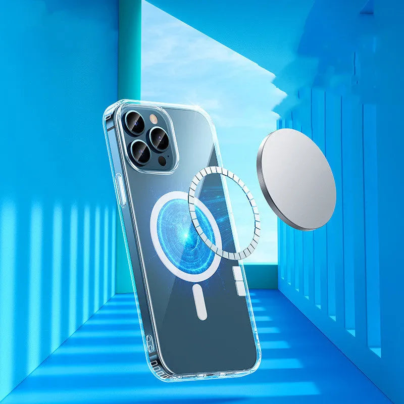 Transparent magnetic airbag protective case for iPhone 13 with Magsafe ring