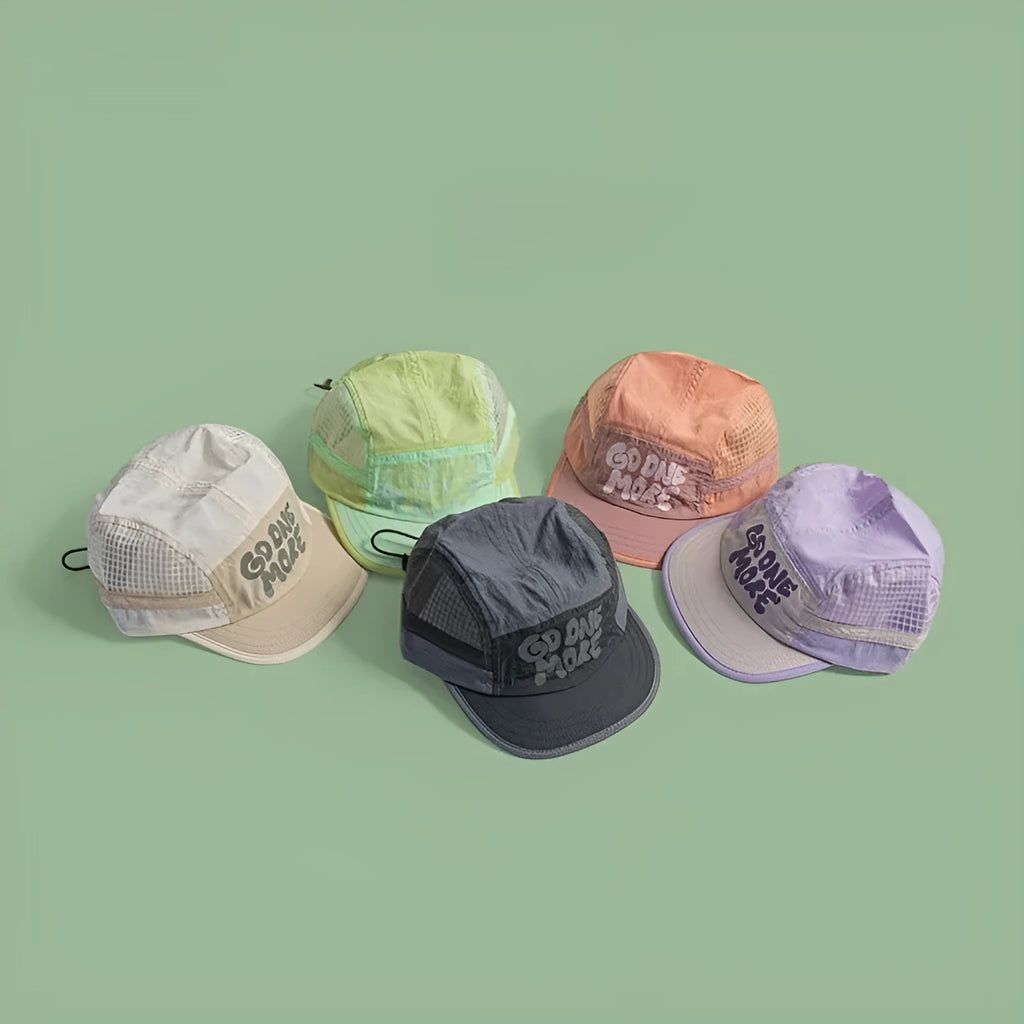 Gradient quick-dry mesh baseball cap with dome crown and English letter design for summer sun protection