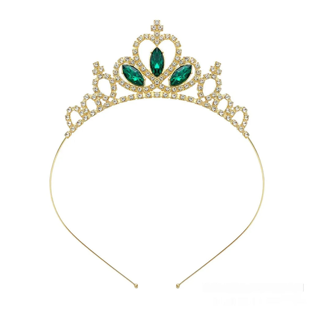 Girl's alloy princess crown with electroplated finish and crystal diamond decorations for birthday parties