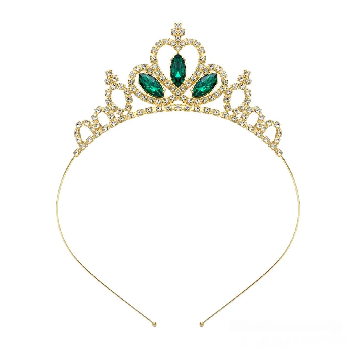 Girl's alloy princess crown with electroplated finish and crystal diamond decorations for birthday parties