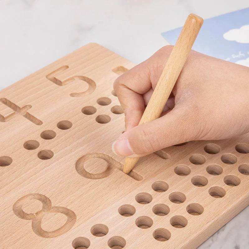 Wooden Montessori logarithmic board with blind writing board in a 32 x 20.5 x 4.5 cm colour box