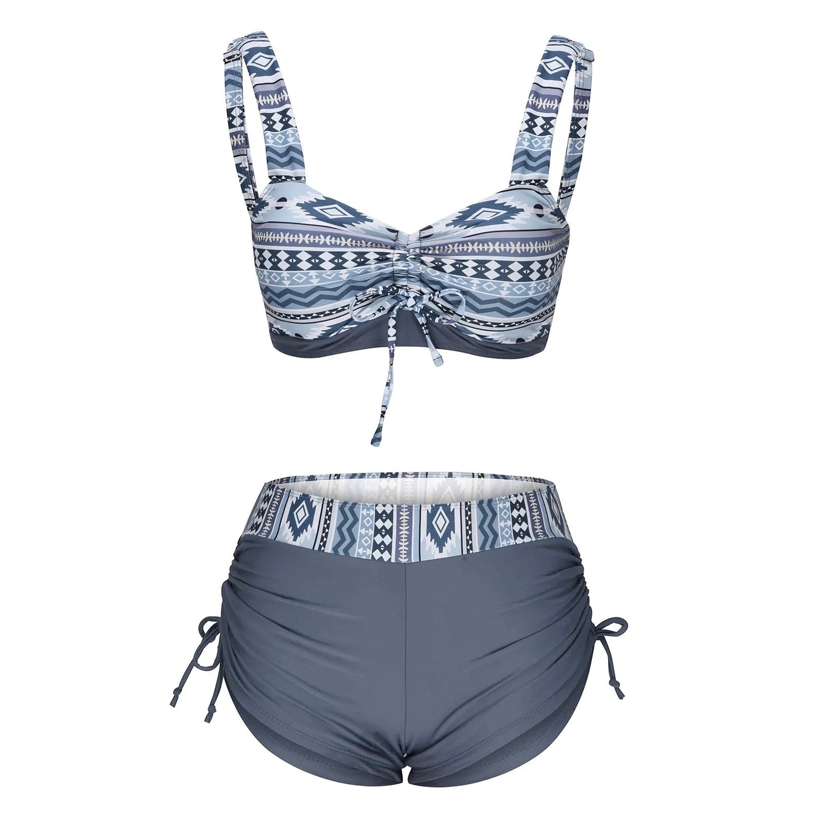 Women's split bikini swimsuit without steel belt or chest pads in pictured colour.