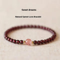 Natural garnet women's bracelet with U-shaped design in 4mm or 6mm polished beads