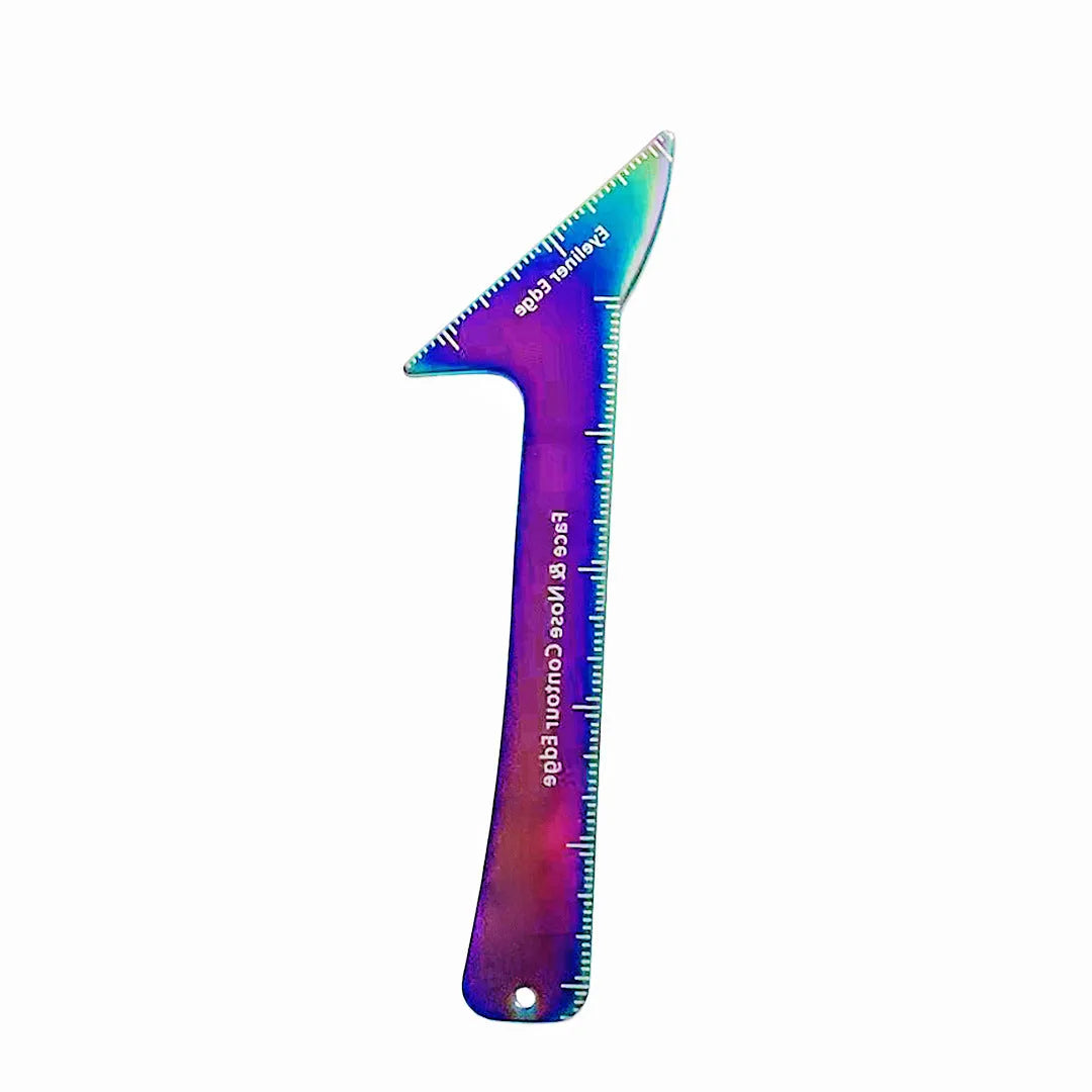 3-in-1 eyeliner stencils tool for hooded eyes, showing winged eyeliner, eyebrow, and face contour templates