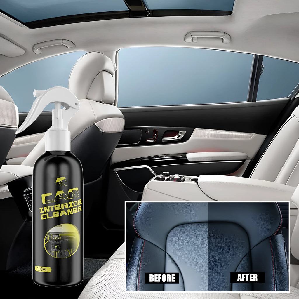 120ml car interior renovation cleaner bottle for leather and plastic surfaces, 18cm tall
