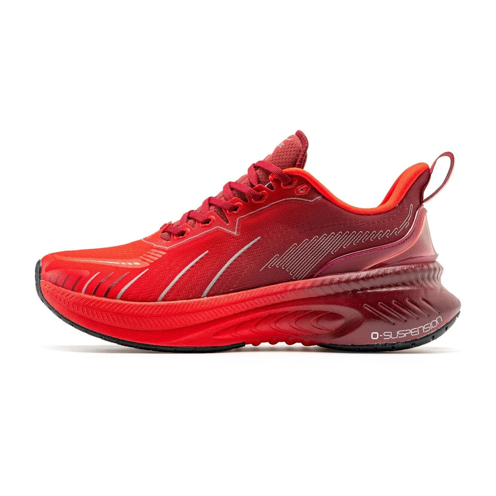 Low-top running shoes with striped pattern, available in multiple colours, showcasing PU mesh upper and rubber sole
