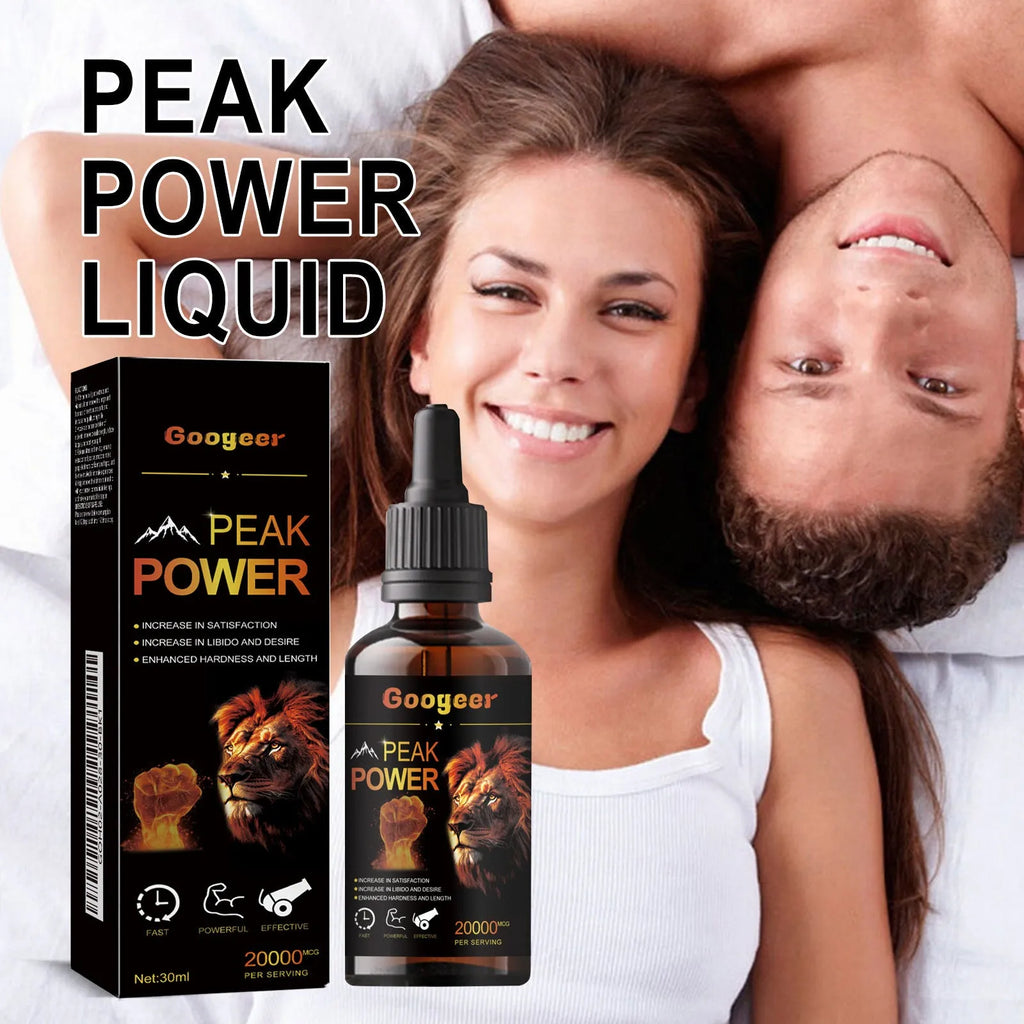 Googeer Peak Power 30ml liquid energy supplement bottle with measured dropper