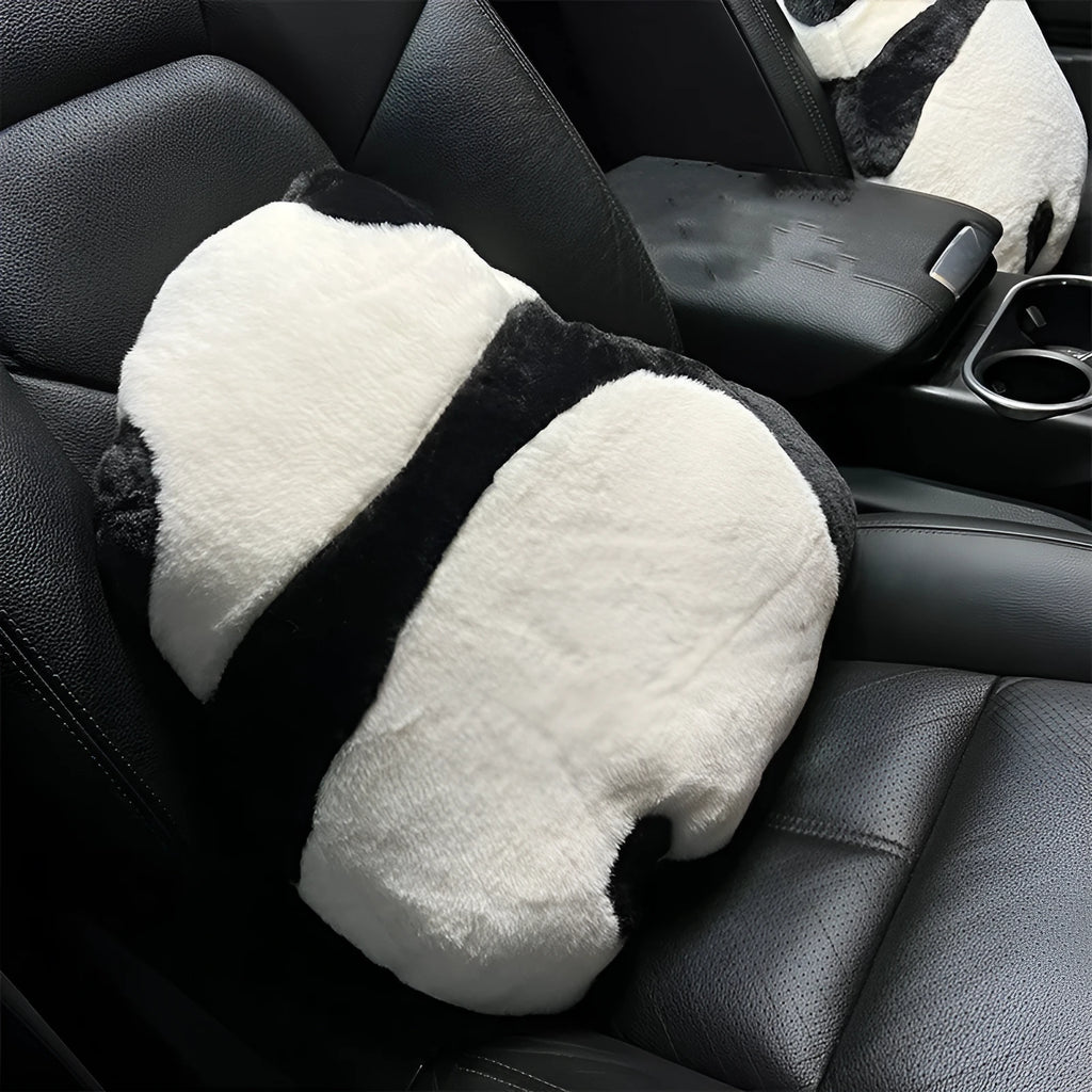 Cartoon panda automotive plush cushion with PP cotton filler for car seating comfort support