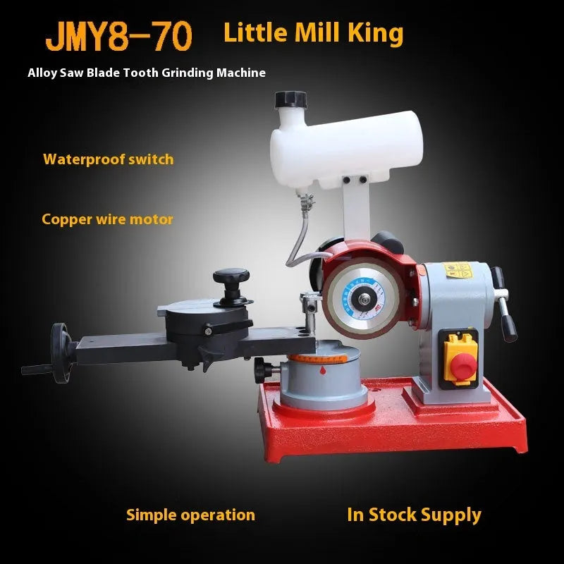 Small manual grinding machine for sharpening alloy circular saw blades with angle adjustment mechanism