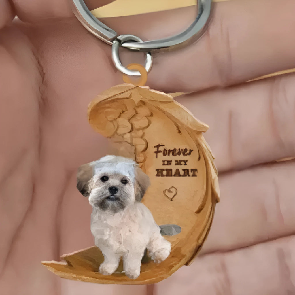Square acrylic dog-themed car hanging ornament with colourful picture style design.