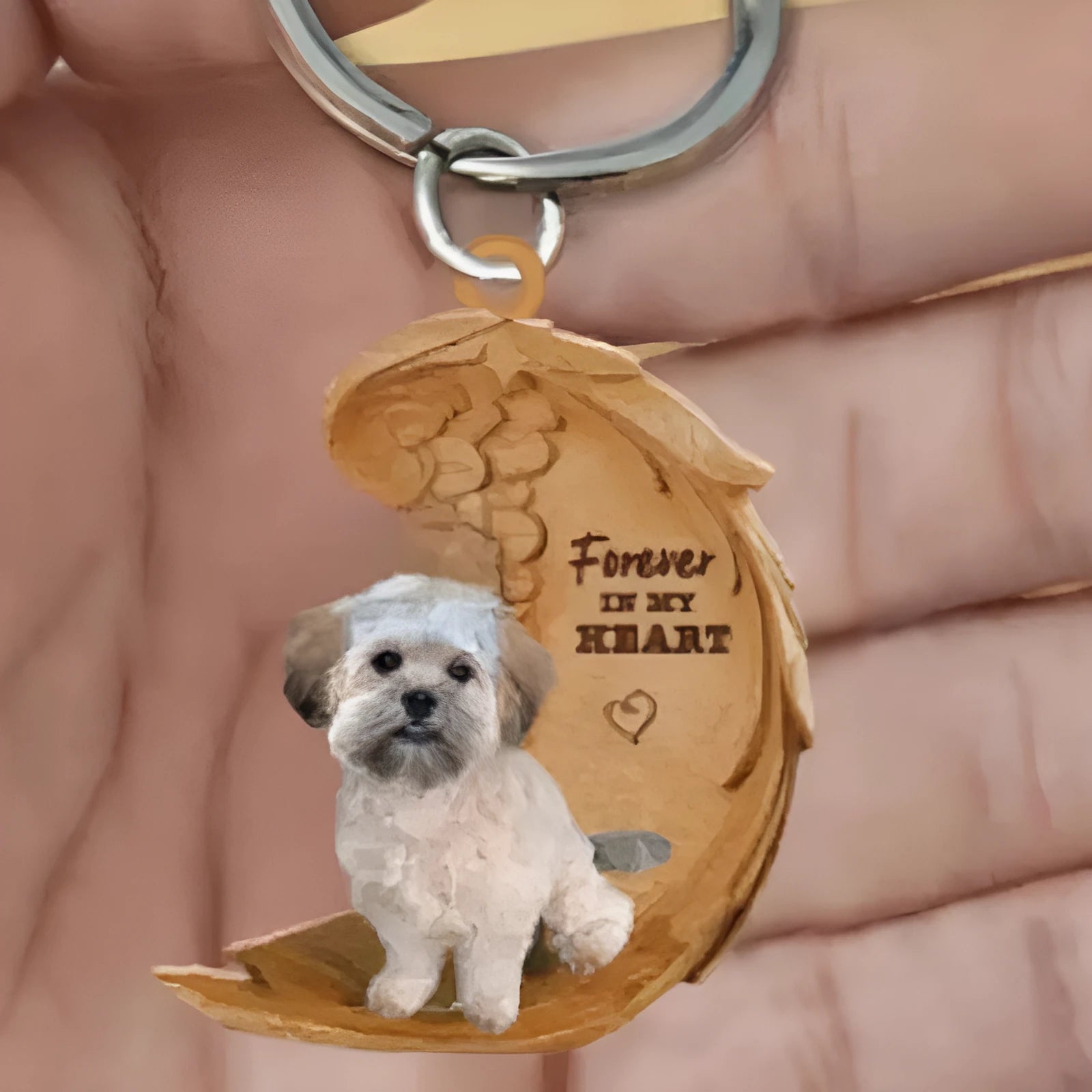 Square acrylic dog-themed car hanging ornament with colourful picture style design.