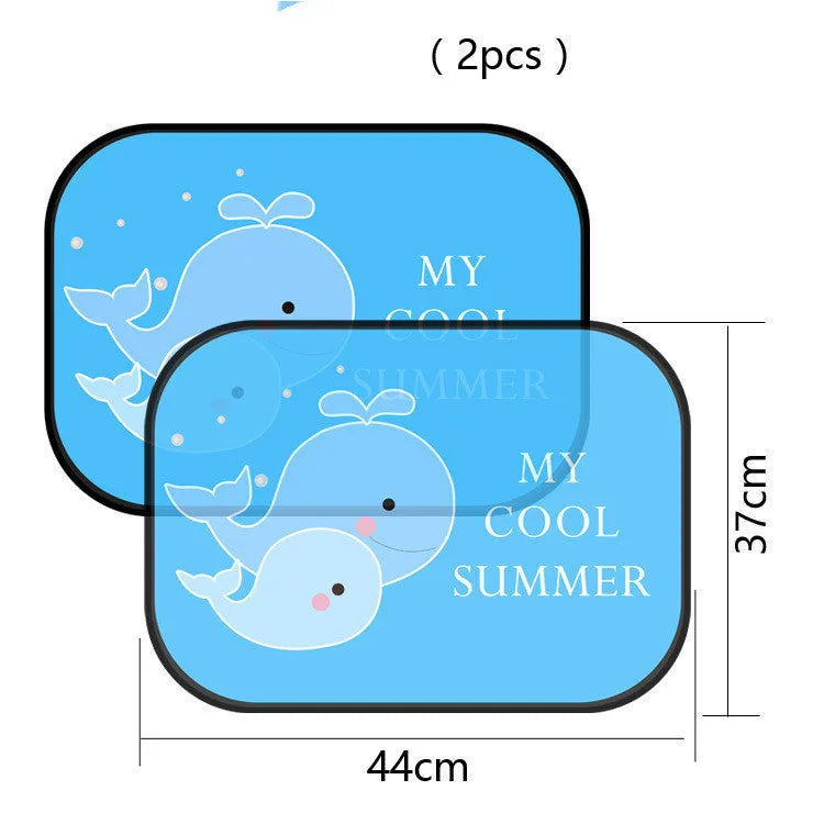 Electrostatic adsorption car sunshade with nylon mesh, shown installed on a vehicle side window to block sun.