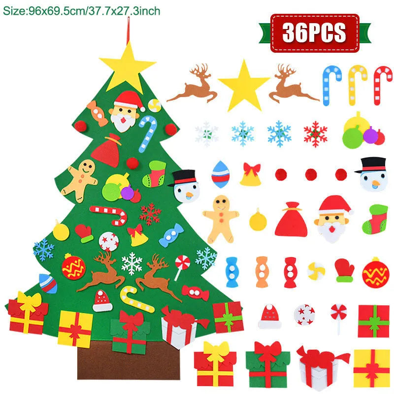 DIY felt Christmas tree ornaments for kids, 110cm felt fabric, sections A to I