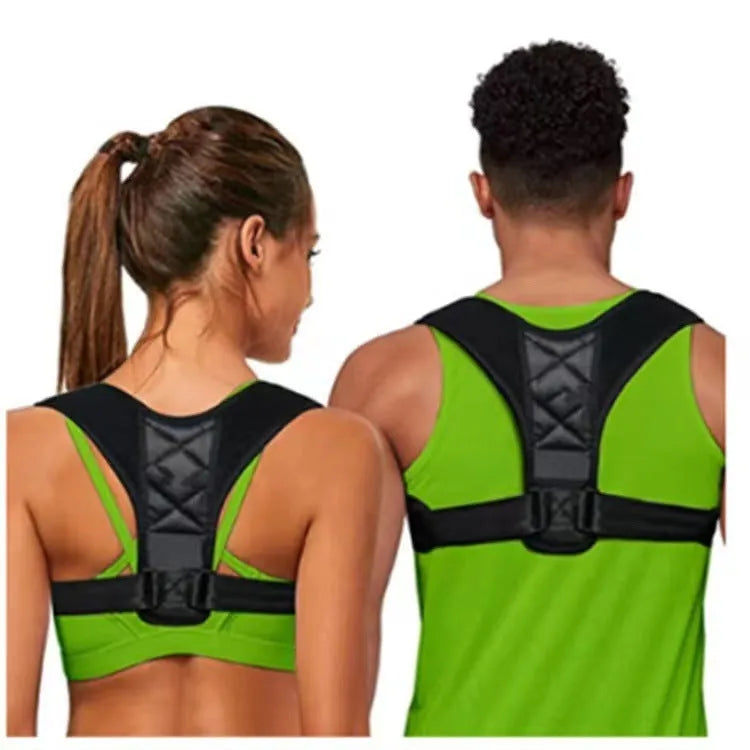 Adjustable nylon posture correction band with breathable mesh panels for back support during sitting