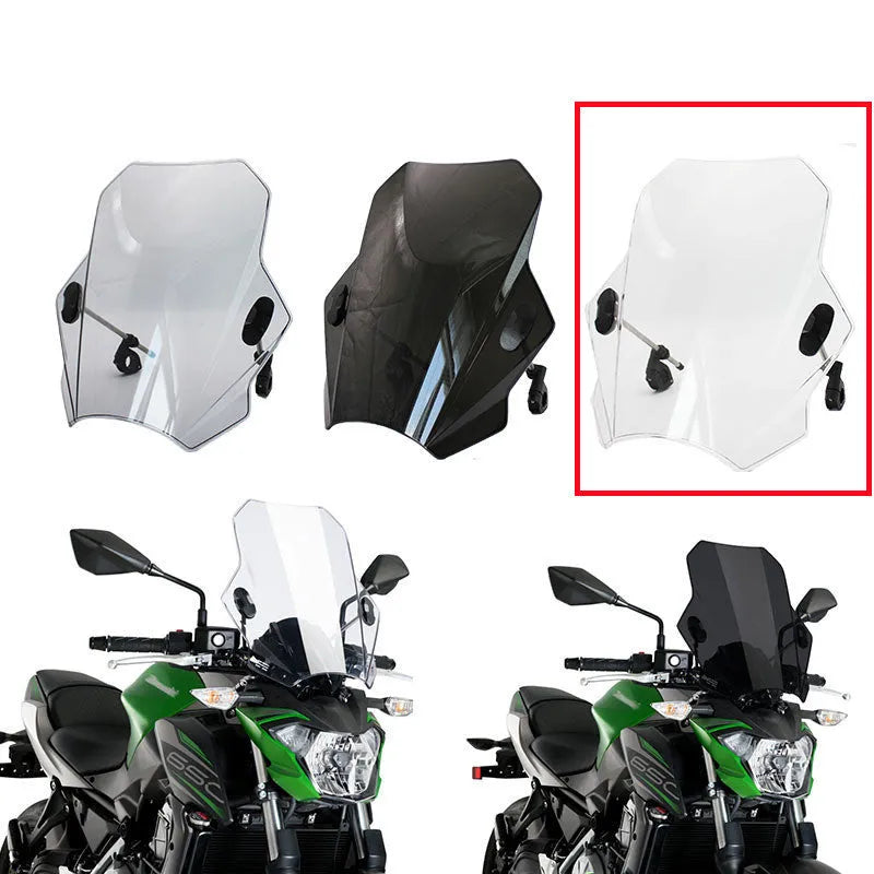 Motorcycle windshield in transparent, grey or black for Kawasaki Yamaha Honda Ducati, single screen