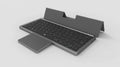 Black and gray hardcover wireless Bluetooth keyboard with leather sheath stand for iPad and mobile phones