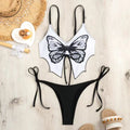 Women's bow ins style split bikini suit in purple, sleeveless design with European pattern for fitness and swimming