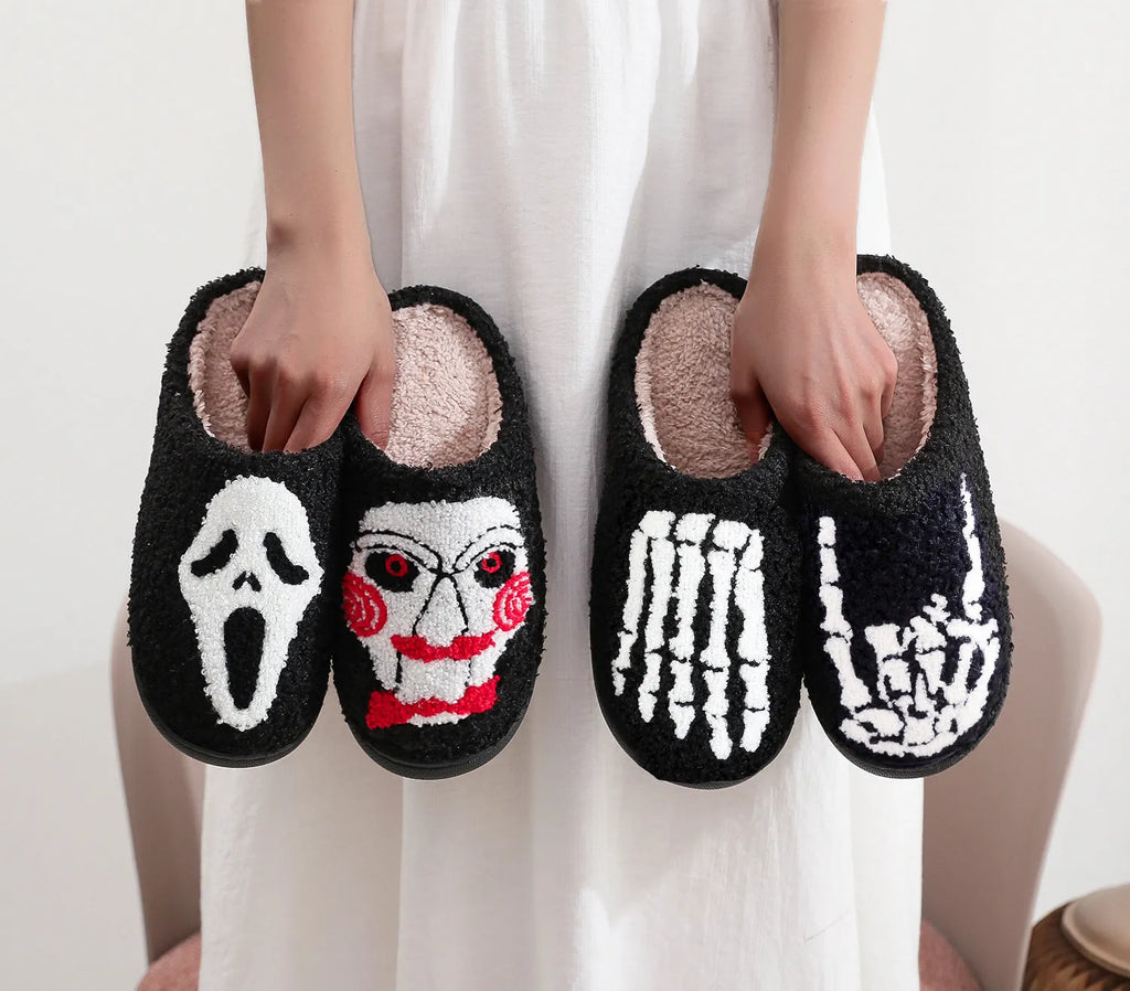 Pair of cotton indoor slippers with cartoon dachshund pattern, plastic non-slip sole, 2.5cm heel height, for men and women