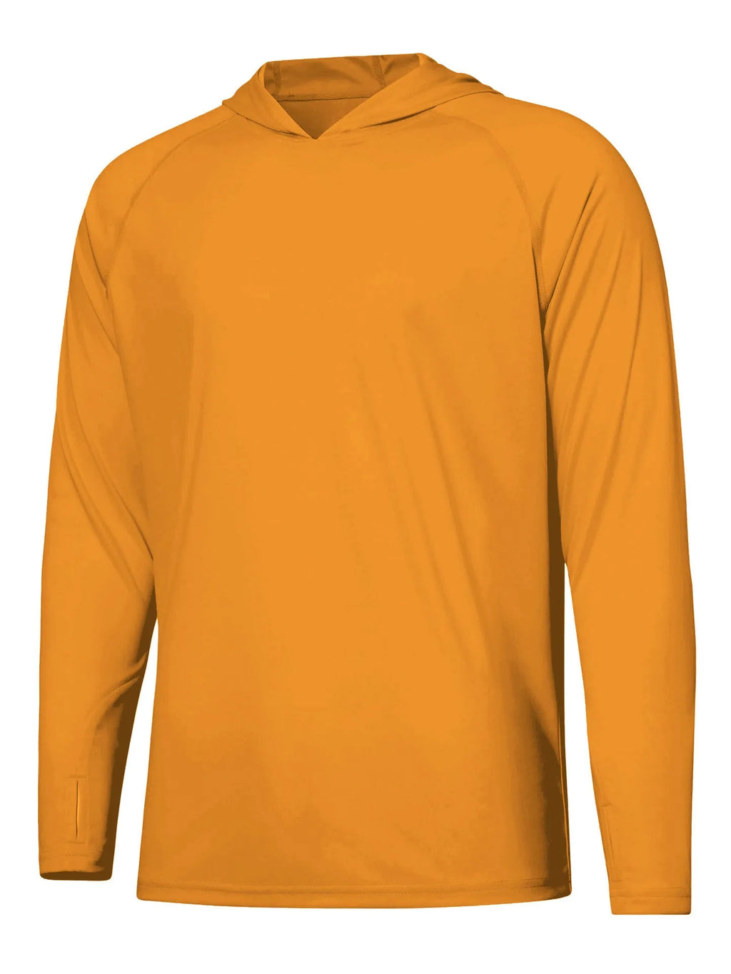 Outdoor hooded long sleeve top for UV protection in solid colours like black and sky blue.