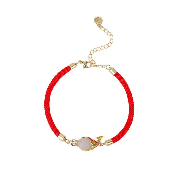 Copper koi carp bracelet and necklace set in lucky koi red for women's retro jewellery