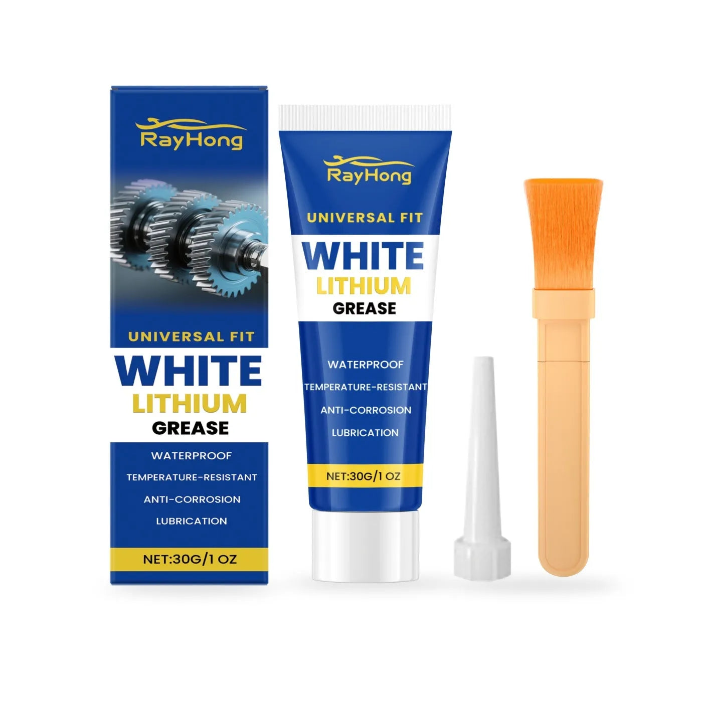 White Lithium Grease 30g tube with brush and tip for automotive lubrication