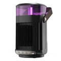 Black portable heater and humidifier with 2000W PTC heating, 24cm compact size, front-panel controls, and shaking head air supply