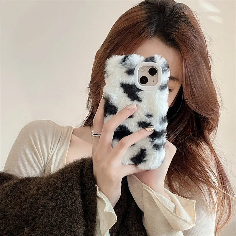 Black and white cow pattern TPU phone case, back cover type for selected iPhone models
