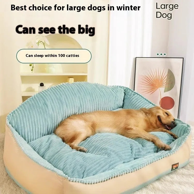 Morandi colour pet bed with removable cover, shown in M and L sizes for dogs and cats