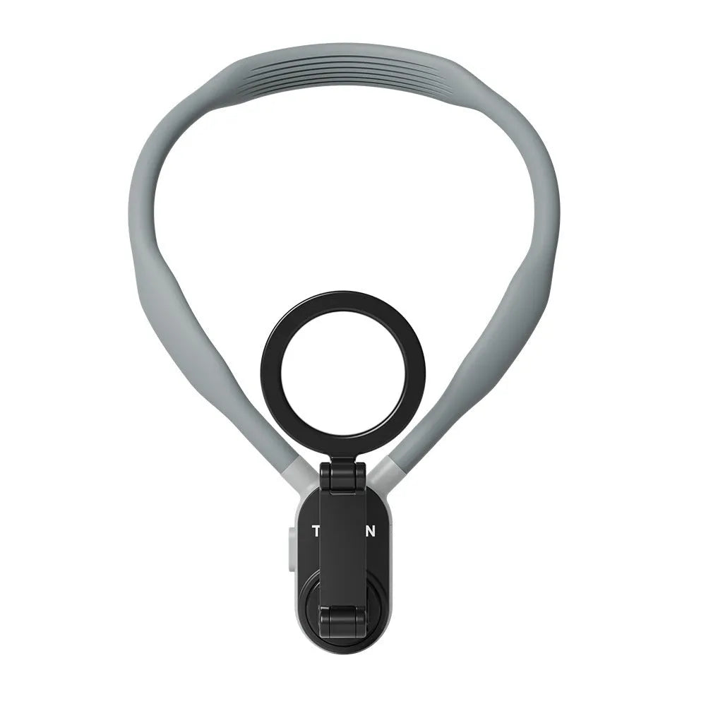 Silicone phone magnetic neck mount with magnetic quick-release system in grey colour