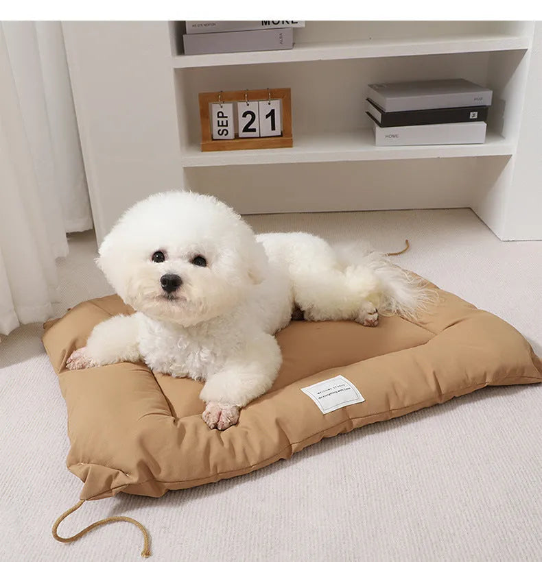 Tied cage cushion for dogs and cats in beige, coffee, or orange colours with four size options