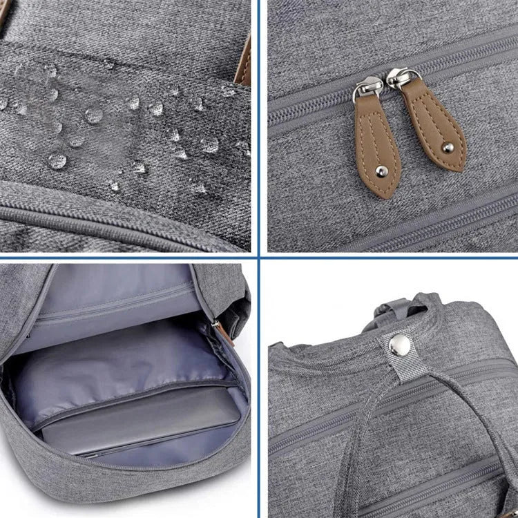 Women's plaid polyester rucksack, 21-inch length, waterproof and ultra-light, in black, light gray or dark gray