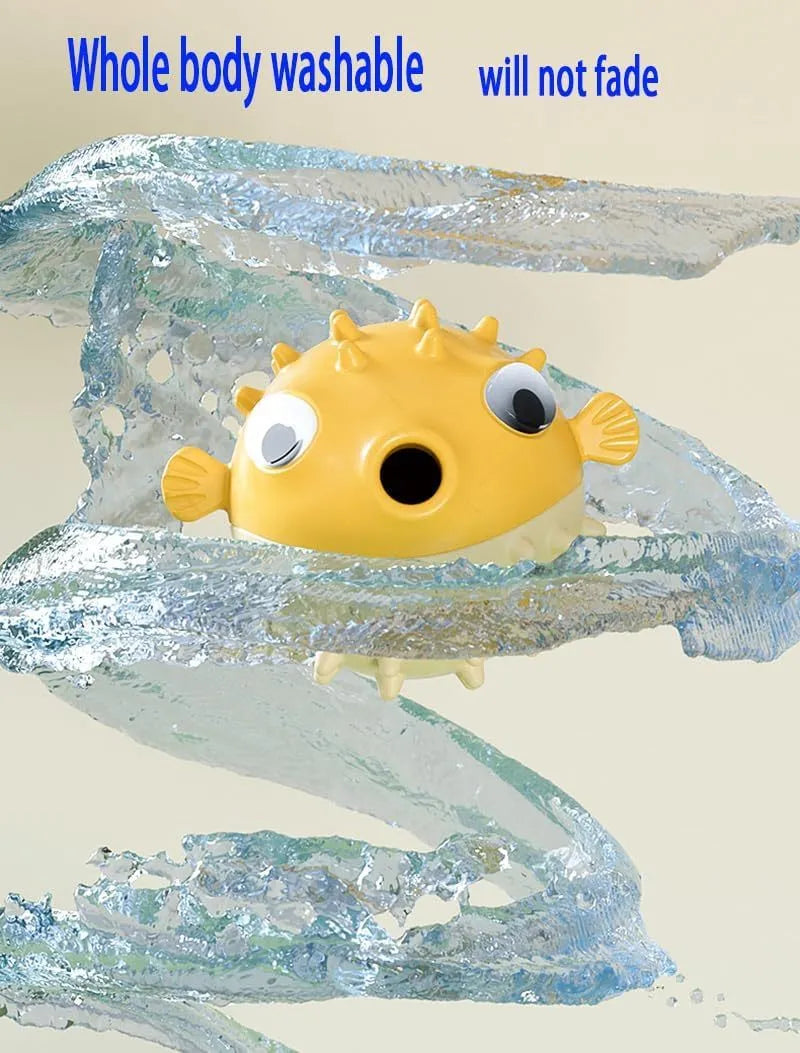 Green fish-shaped interactive dog toy with treat dispensing feature and dental cleaning particles