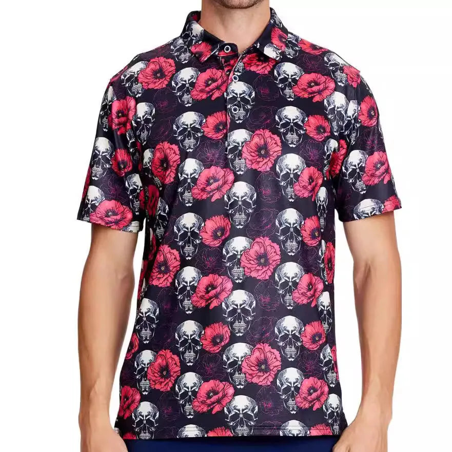 3D printing men's short sleeve t-shirt with zipper decorations on mesh fabric in Japanese retro style
