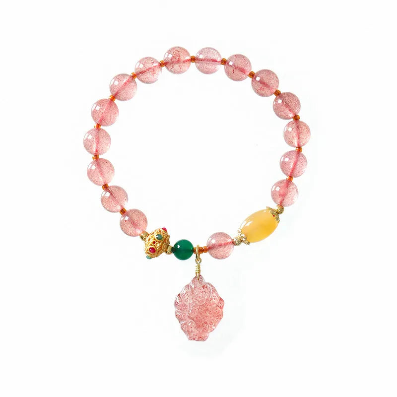 Women's polished crystal bracelet with Nine Tail Fox beaded design on a wrist.