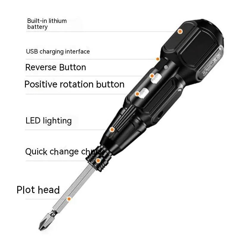 Alloy steel straight handle electric screwdriver in black or blue with 36V lithium battery and torque adjustment
