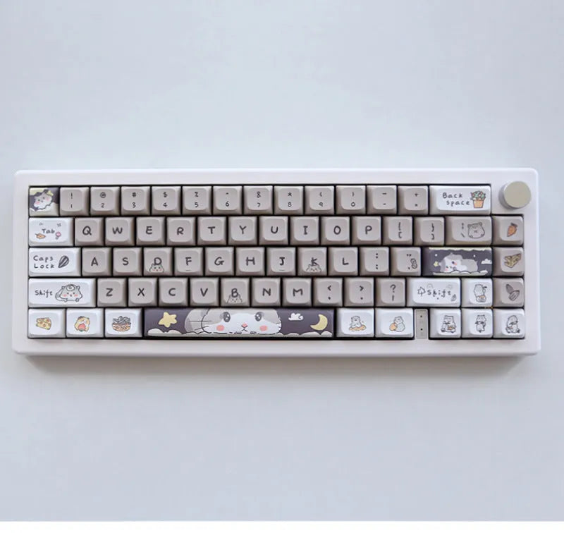 Custard-themed XDA profile keycap set for mechanical keyboards in grey and yellow colours