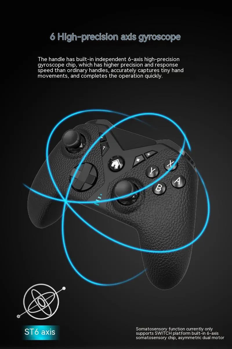 Black wireless game controller with leather pattern texture, dimensions 171x67x136mm