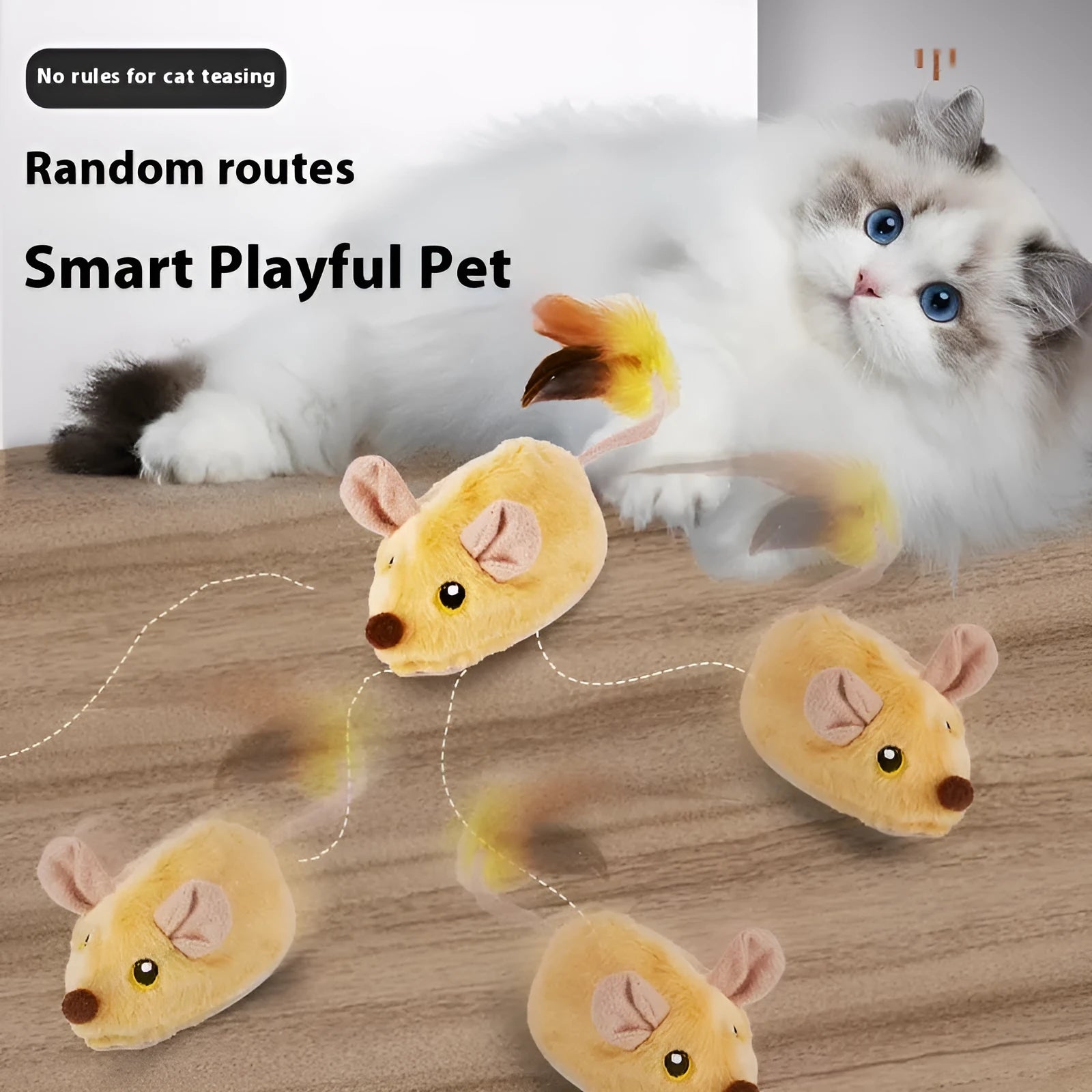 Simulation electric cat toy mouse in plush grey or yellow with remote control