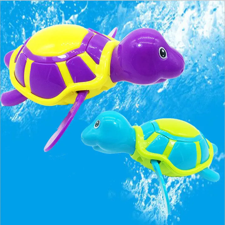 Plastic baby tortoise swimming toy for bath time water play with brain game accessory