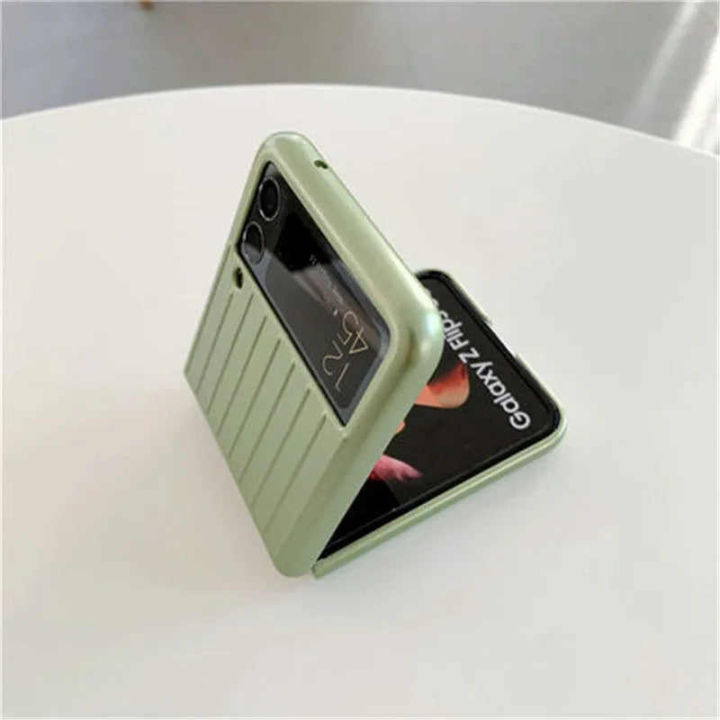 Samsung Z Flip3 flip phone case in PC material with injection moulding, showing colour options